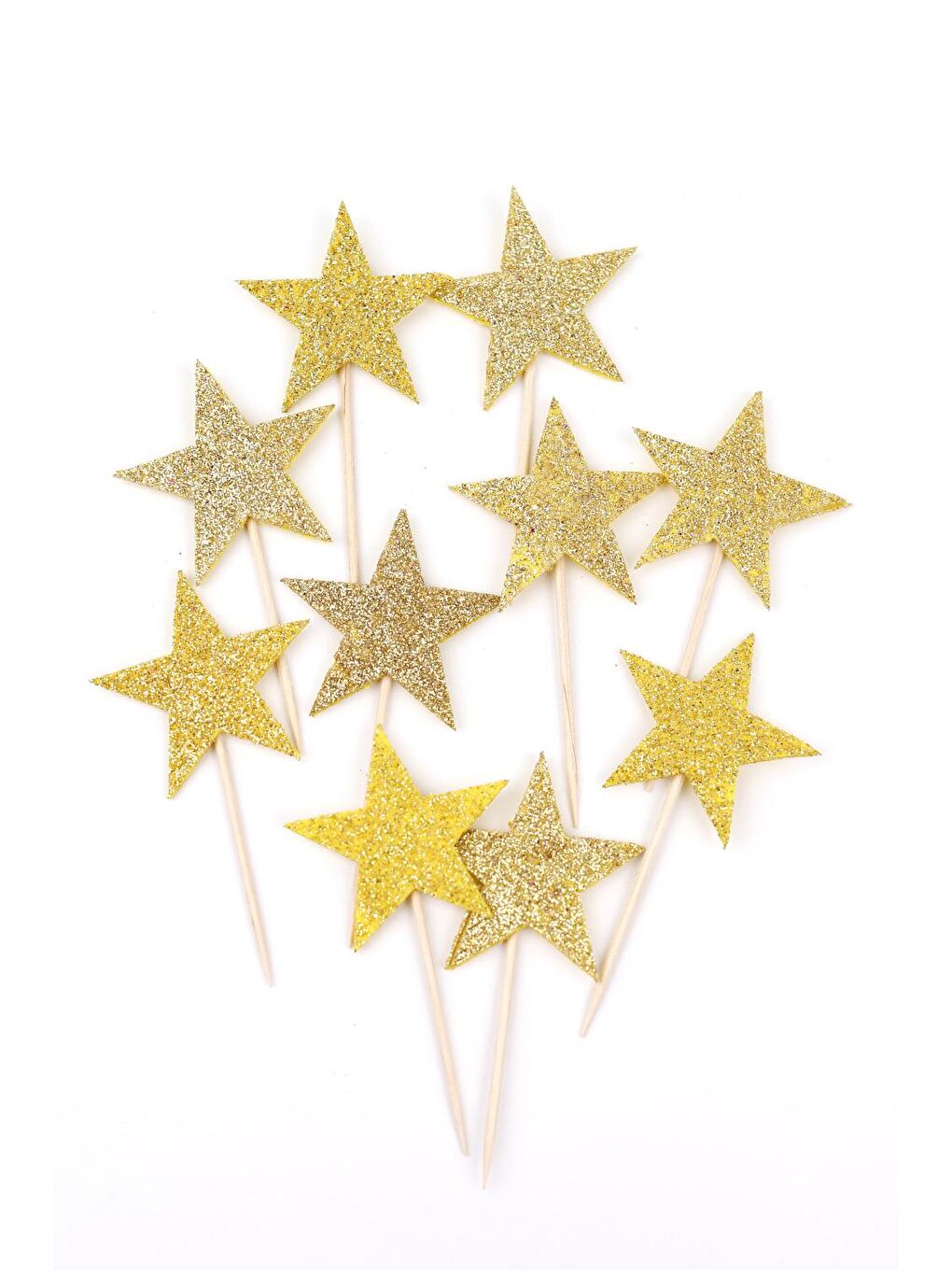 Sarı Altın Simli 10'lu Yıldız Kürdan Set