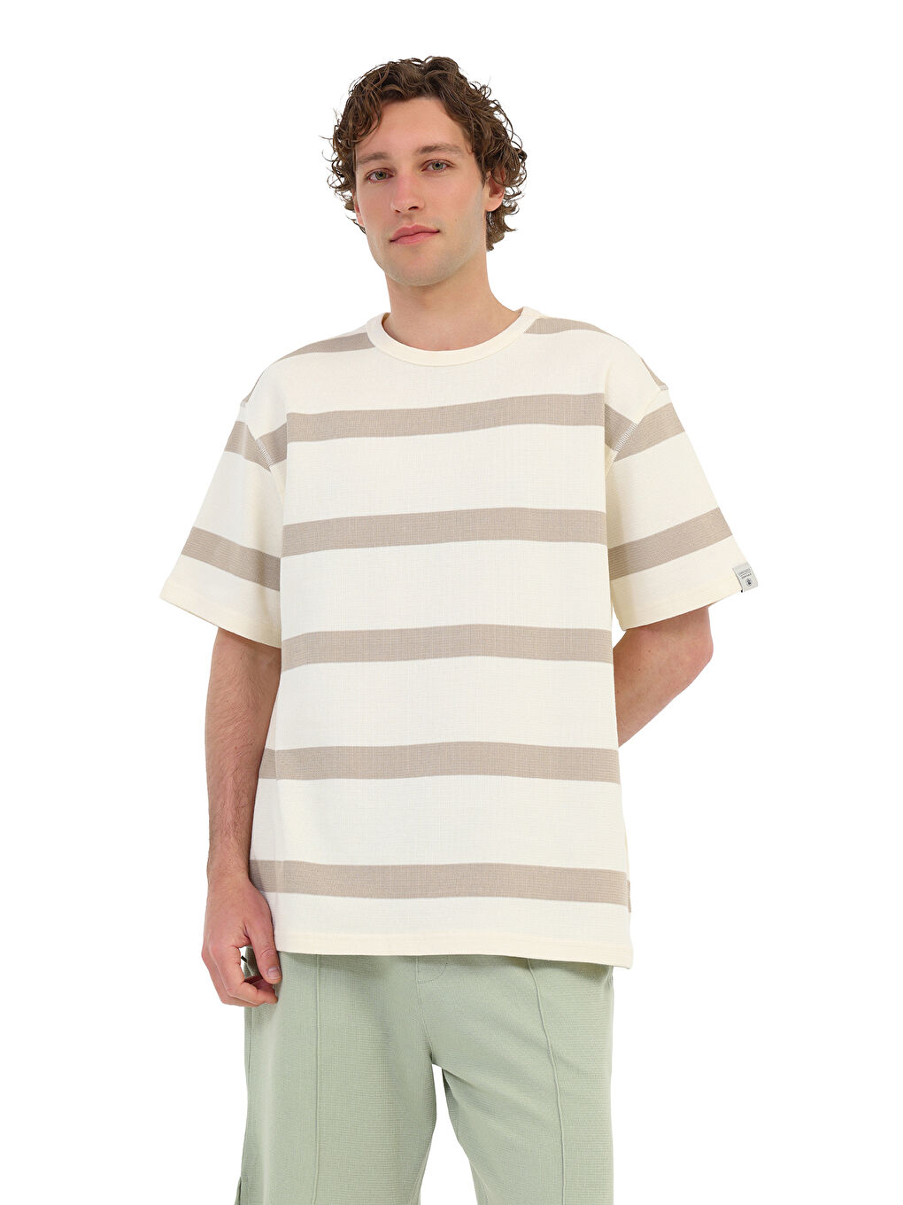 Bej Erkek Kısa Kol T-Shirt