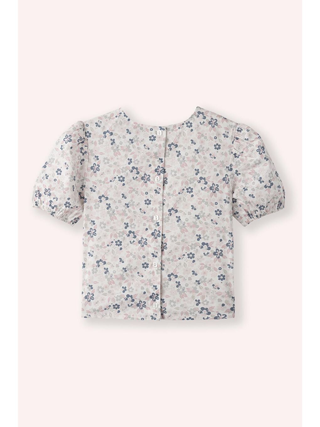 Kız Çocuk Çiçek Desenli Bluz Beyaz