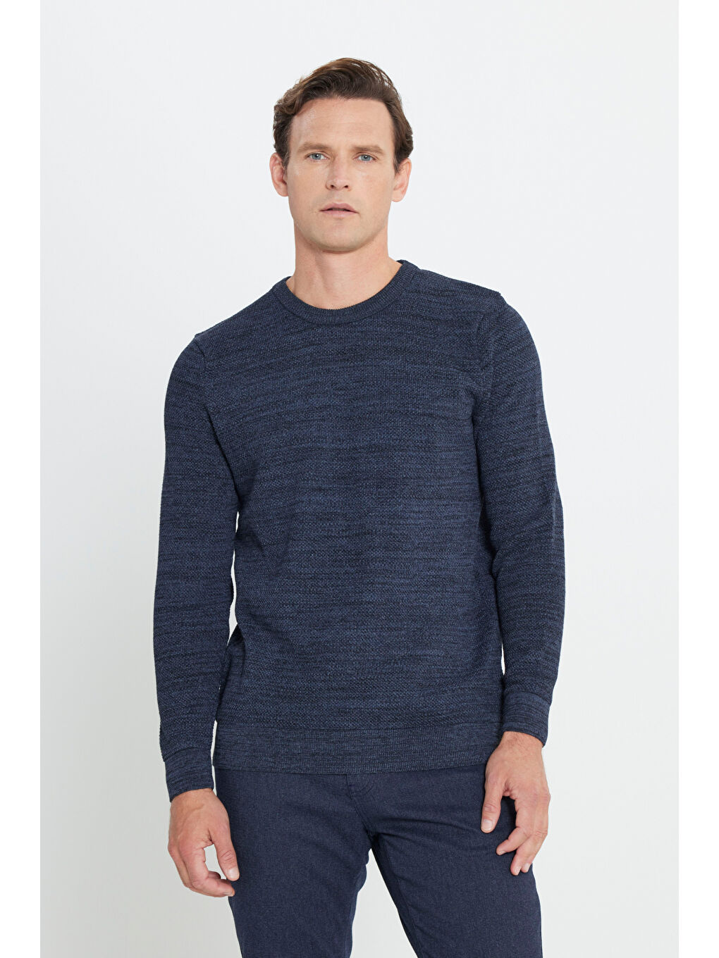 Haki Erkek HAKI-INDIGO 2'li Paket Pamuklu Standart Fit Normal Kesim Bisiklet Yaka Triko Kazak-1