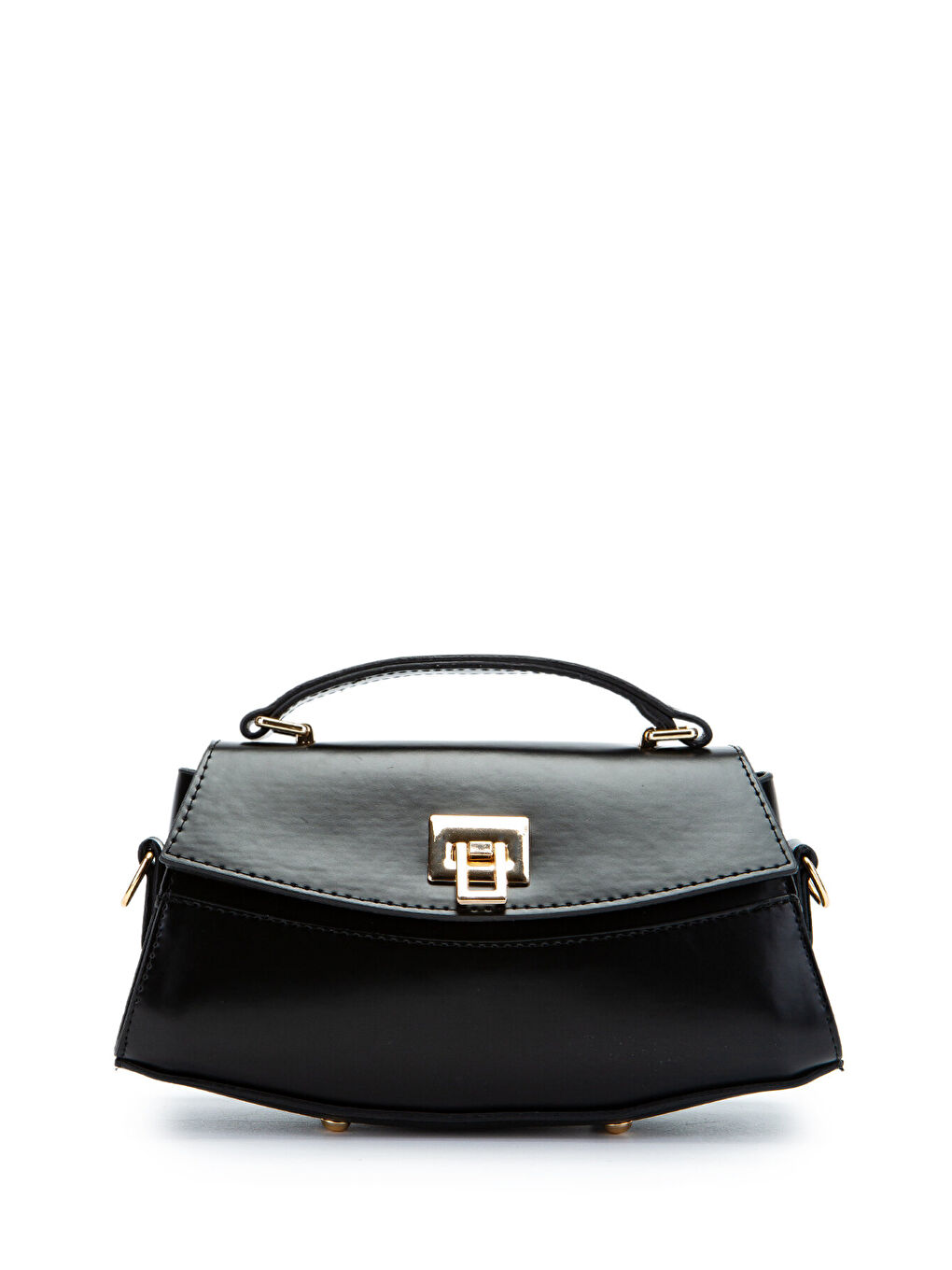 Kilit Detaylı Luvia Kadın Çapraz Çanta Düz Siyah