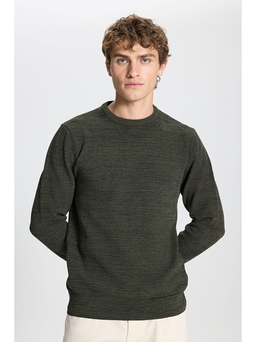 Haki Erkek HAKI-INDIGO 2'li Paket Pamuklu Standart Fit Normal Kesim Bisiklet Yaka Triko Kazak-2