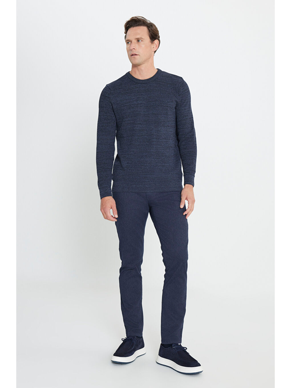 Haki Erkek HAKI-INDIGO 2'li Paket Pamuklu Standart Fit Normal Kesim Bisiklet Yaka Triko Kazak-3