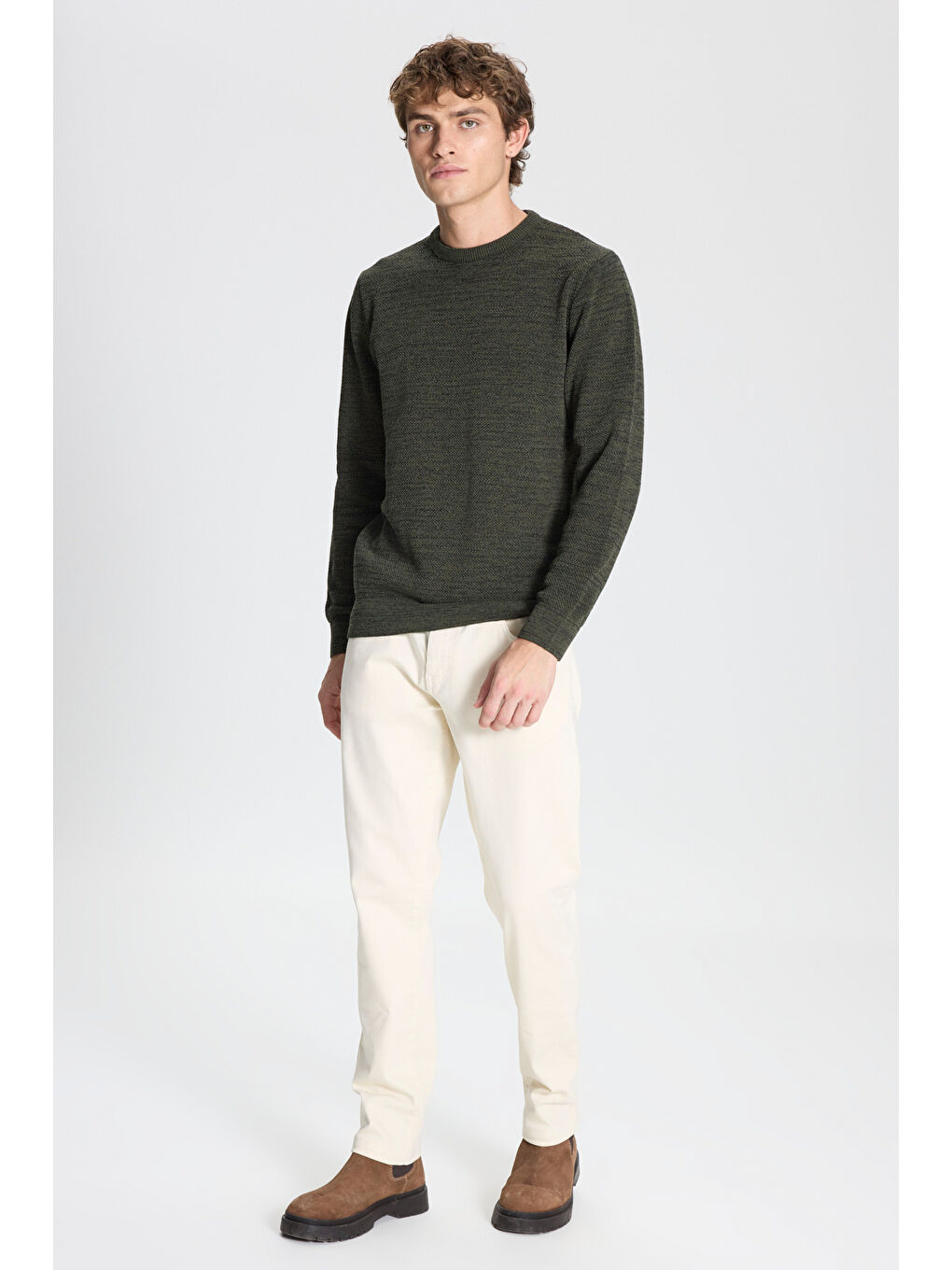 Haki Erkek HAKI-INDIGO 2'li Paket Pamuklu Standart Fit Normal Kesim Bisiklet Yaka Triko Kazak-4