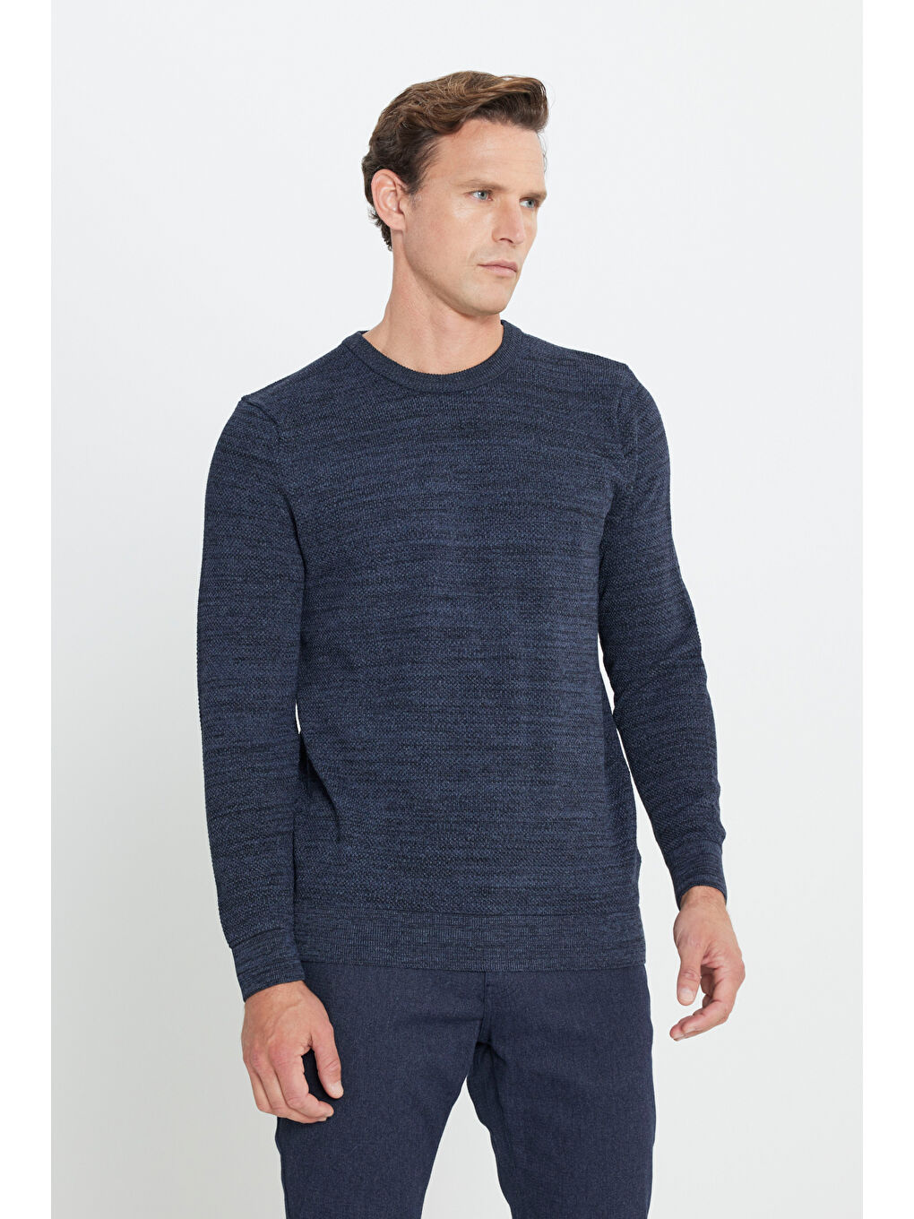 Haki Erkek HAKI-INDIGO 2'li Paket Pamuklu Standart Fit Normal Kesim Bisiklet Yaka Triko Kazak-5