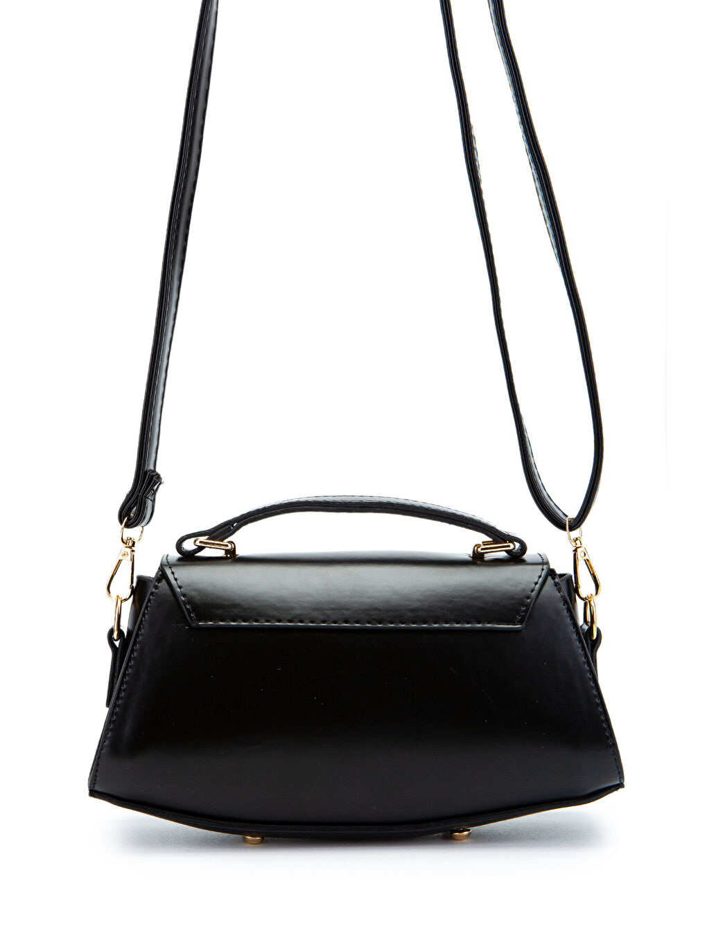 Kilit Detaylı Luvia Kadın Çapraz Çanta Düz Siyah-3