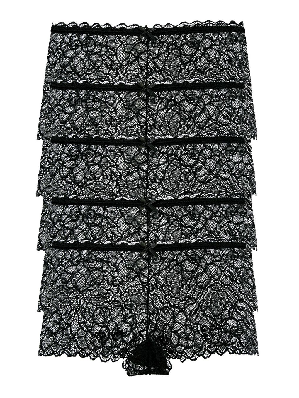 Siyah Kadın Boxer/Şort 5 li Paket Komple Dantel