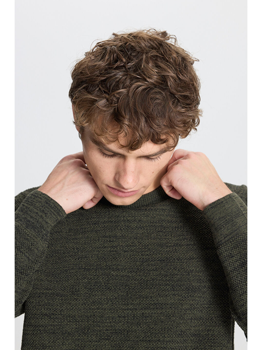 Haki Erkek HAKI-INDIGO 2'li Paket Pamuklu Standart Fit Normal Kesim Bisiklet Yaka Triko Kazak-8