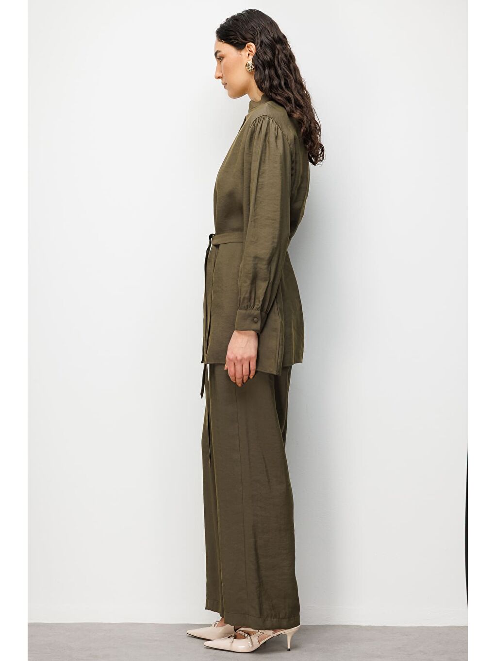 Hakı Hakim Yaka Modal Dokulu Haki Tunik-5