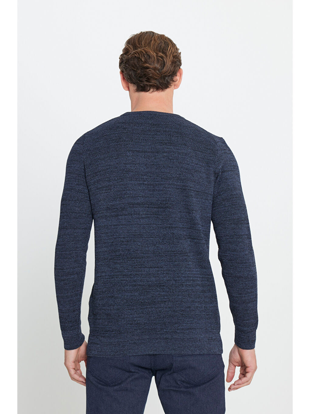 Haki Erkek HAKI-INDIGO 2'li Paket Pamuklu Standart Fit Normal Kesim Bisiklet Yaka Triko Kazak-9