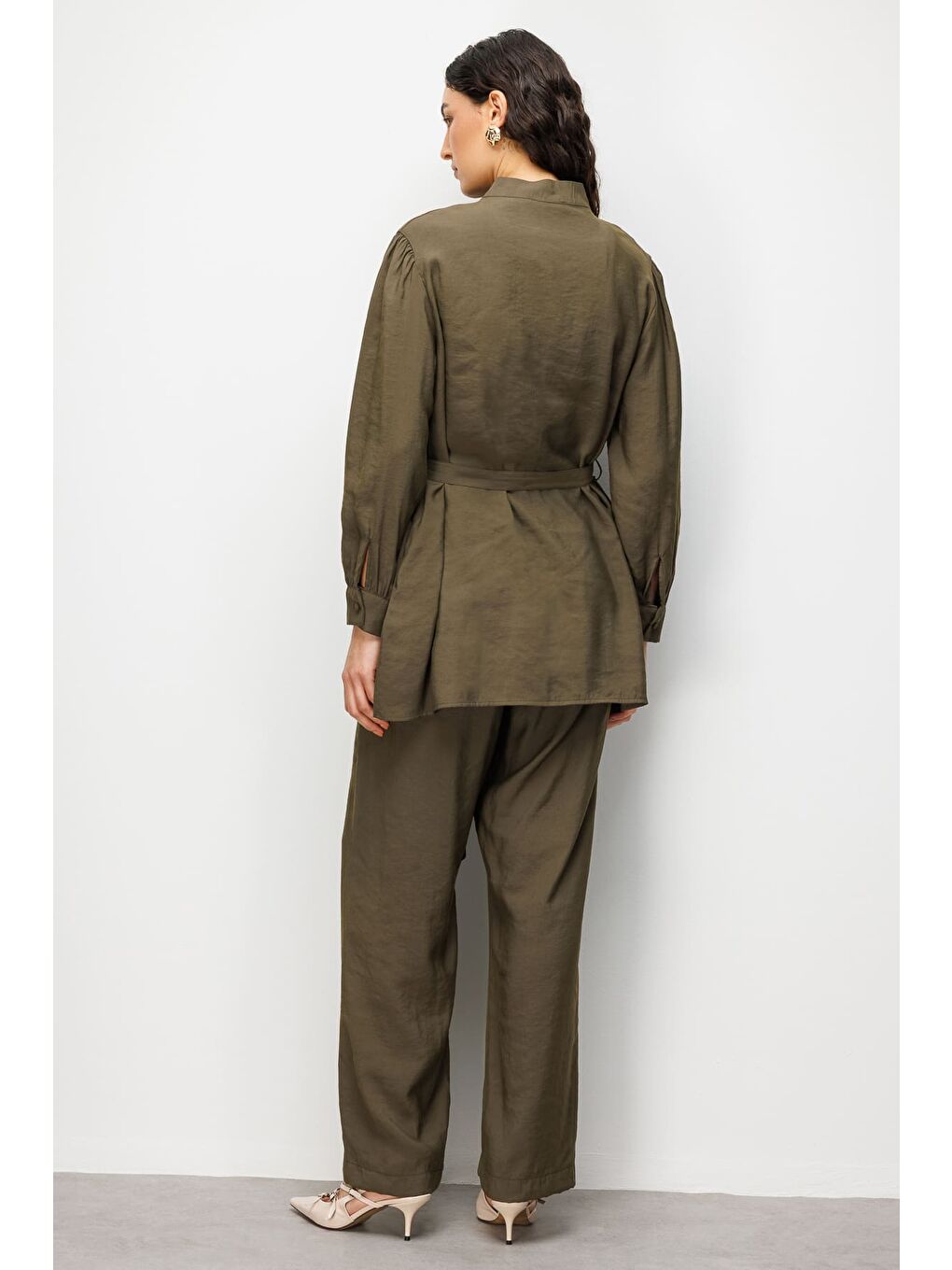 Hakı Hakim Yaka Modal Dokulu Haki Tunik-6