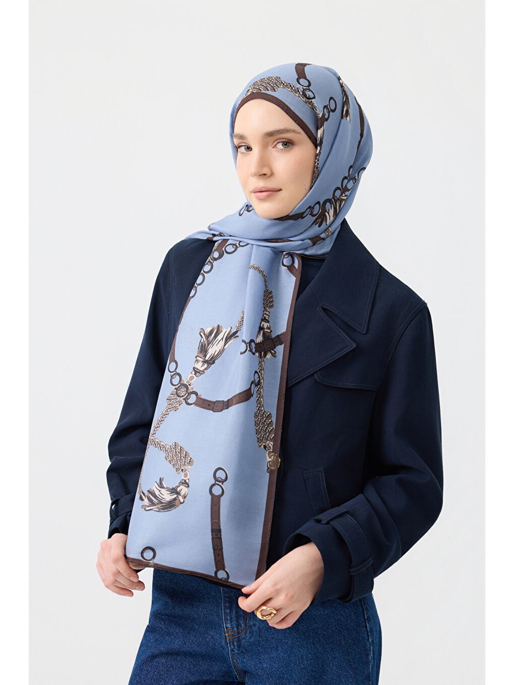 Pamuk Twill Şal Linkage Uçuk Mavi-2