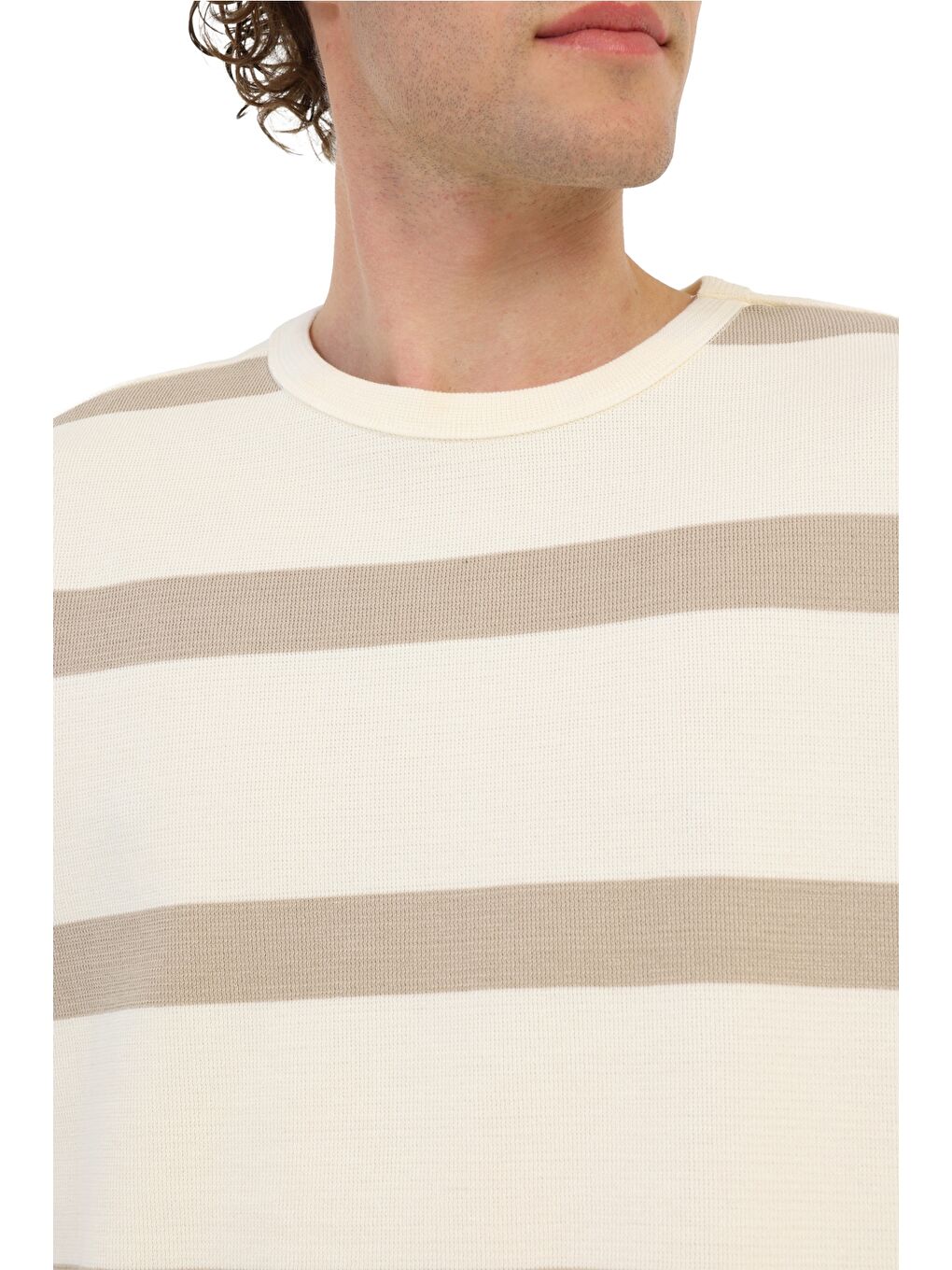 Bej Erkek Kısa Kol T-Shirt-3