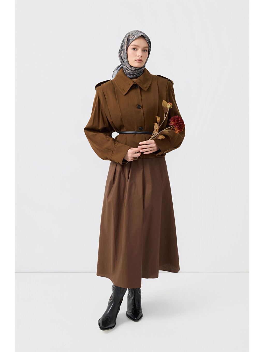 Pamuk Eşarp Garden Küf Yeşili-4