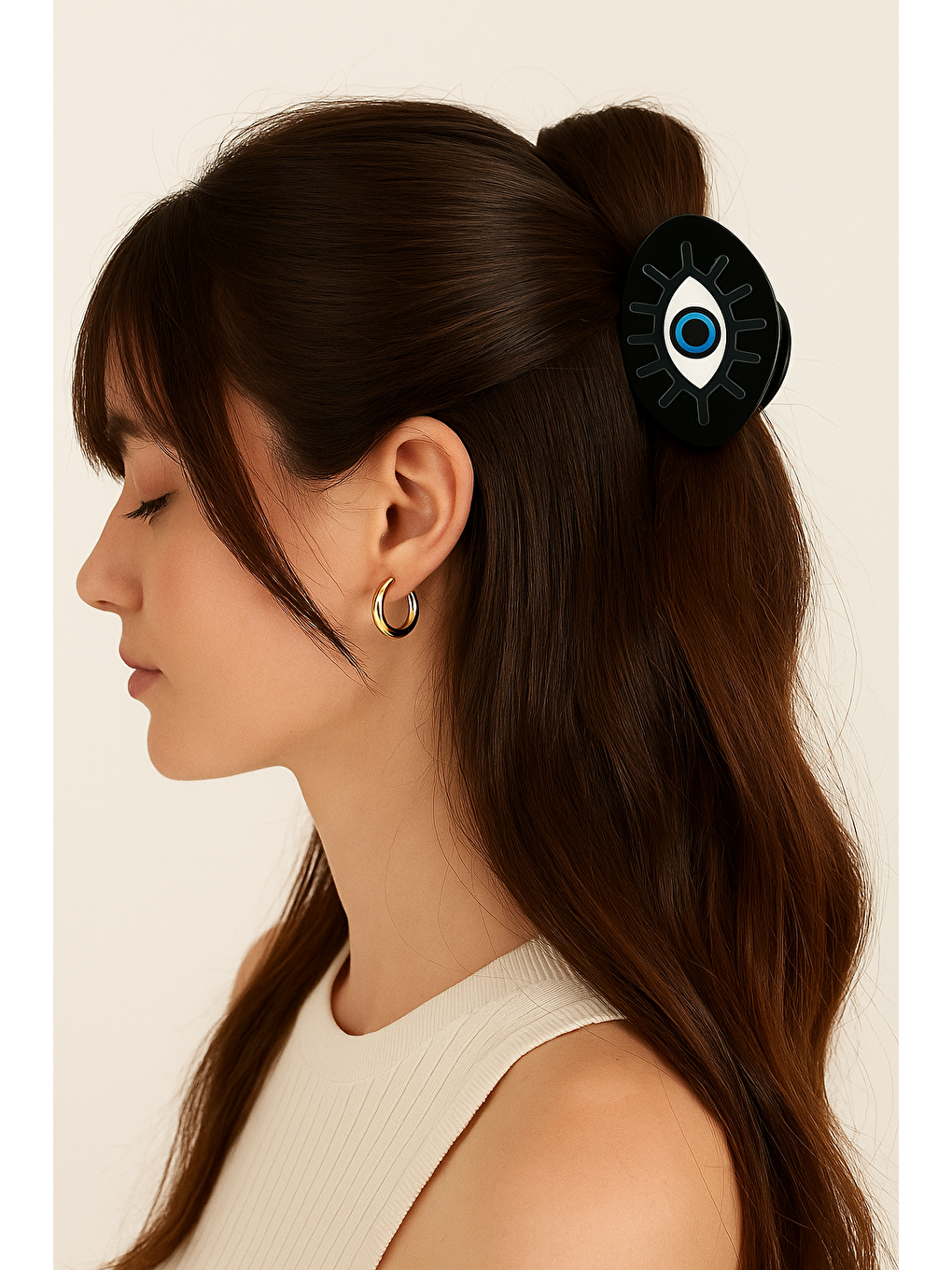 Nazar Boncuklu Kemik Mandal Toka Siyah-1