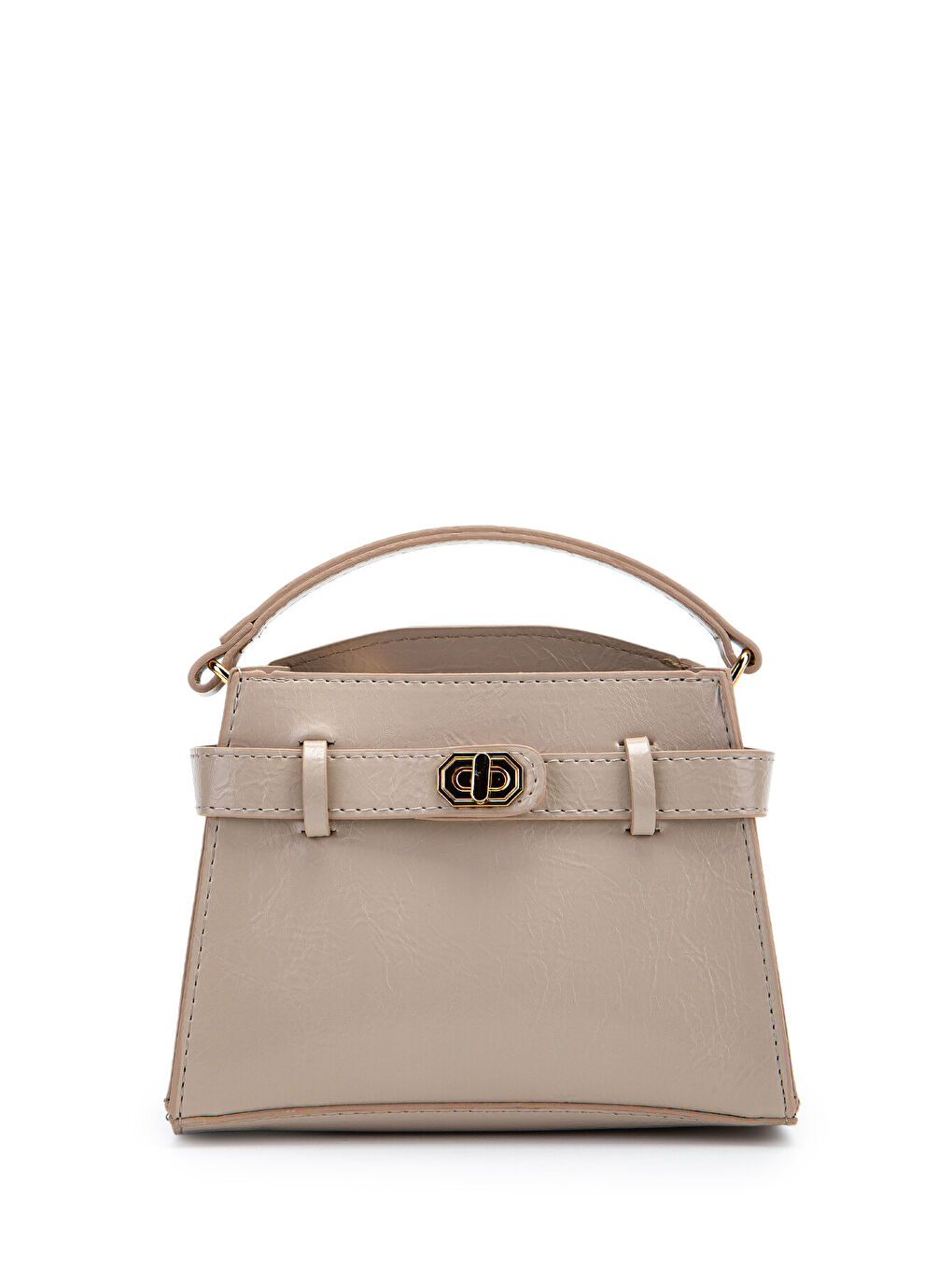 Kilit Aksesuar Kemer Detaylı Jessie Kadın Çapraz Çanta Bej