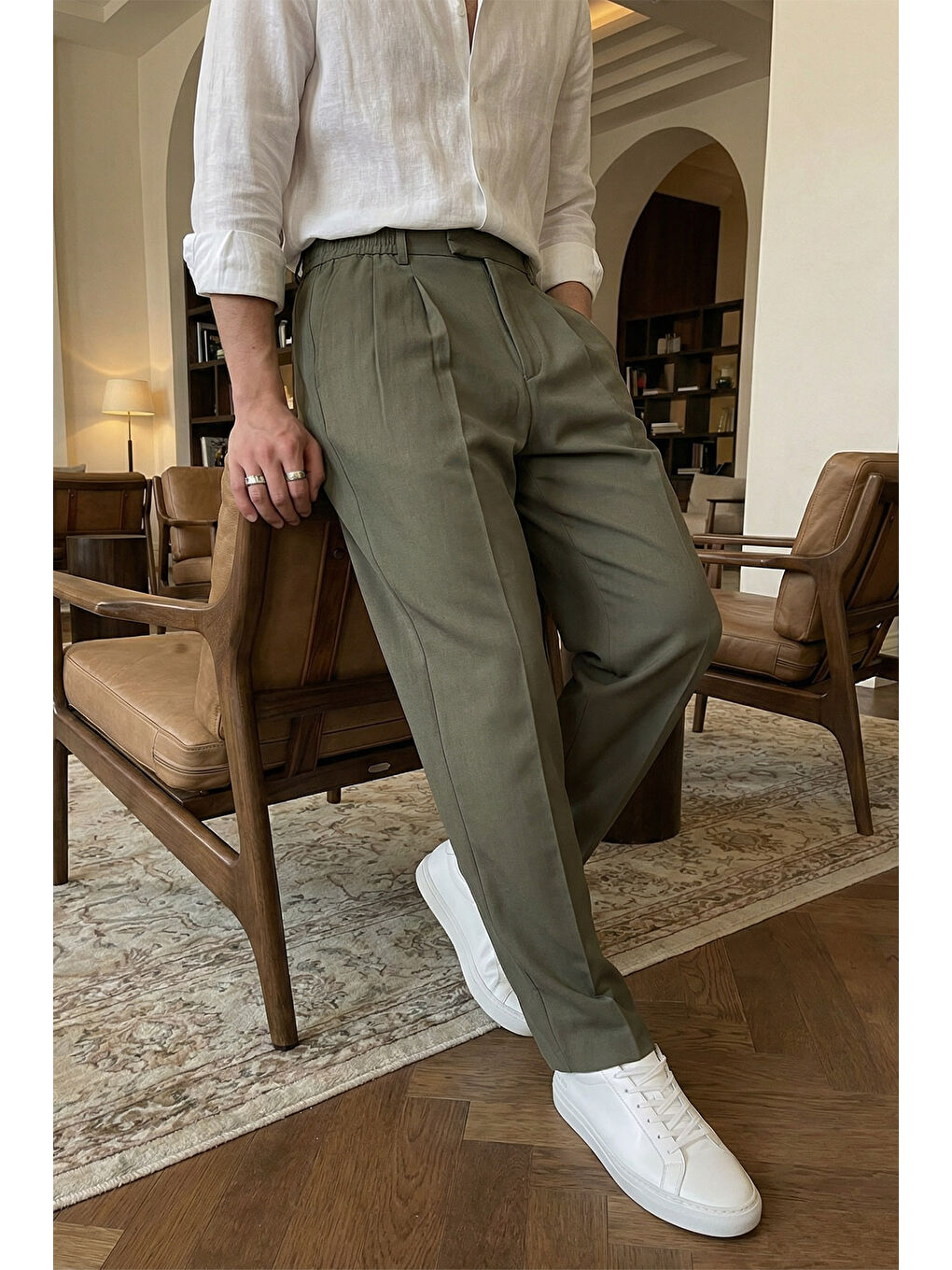 Yeşil Baluga Extra Baggy Erkek Kumaş Pantolon-2