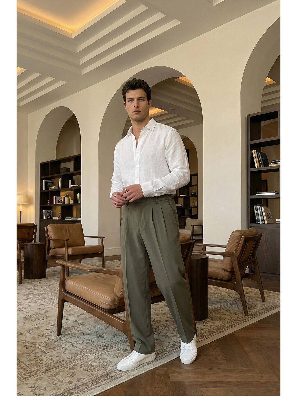 Yeşil Baluga Extra Baggy Erkek Kumaş Pantolon-3