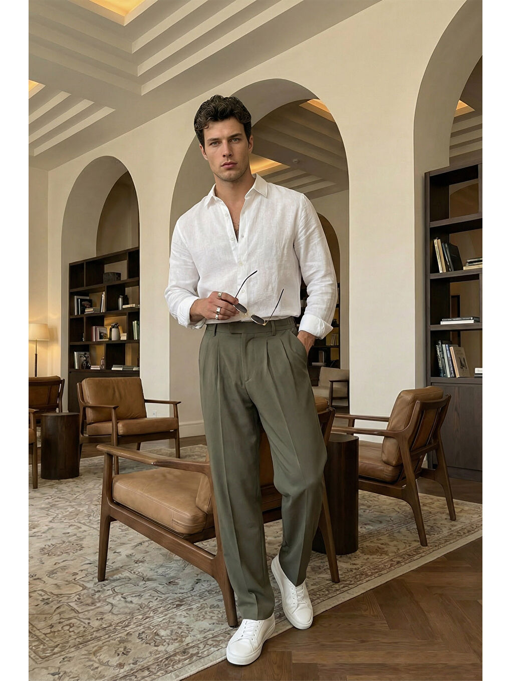 Yeşil Baluga Extra Baggy Erkek Kumaş Pantolon-4