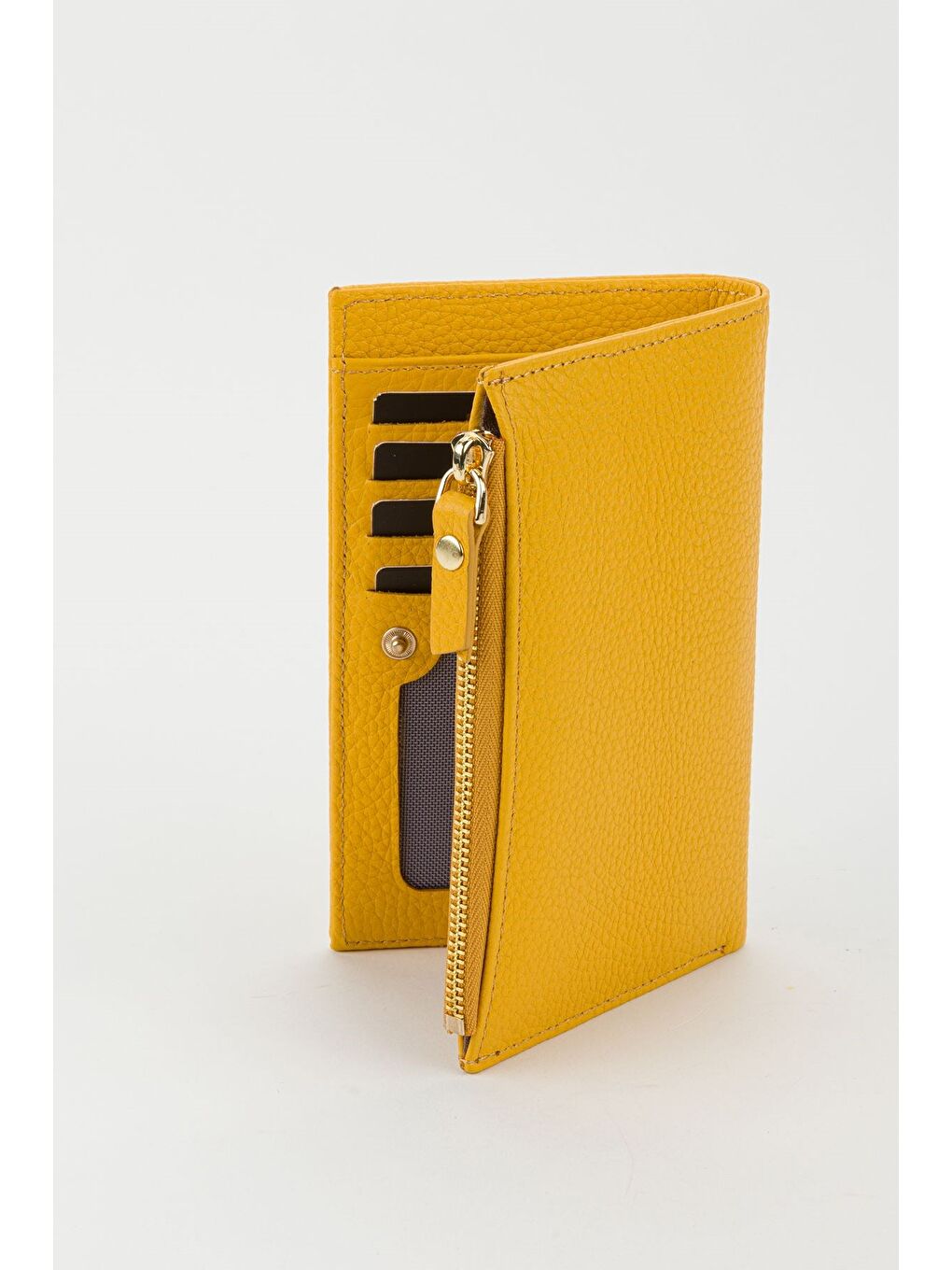 Sarı Kutulu Hakiki Deri Mürdüm Orta Boy Kadın El Portföyü Kartlık Cüzdan-2