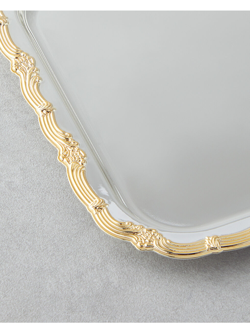 Gri Glint Metal Tepsi 20x20 cm Gold-Silver-2