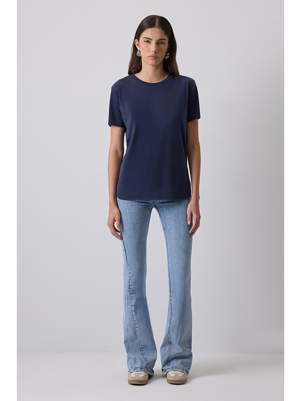 Lacivert %100 Pamuklu Basıc Modal T-Shırt