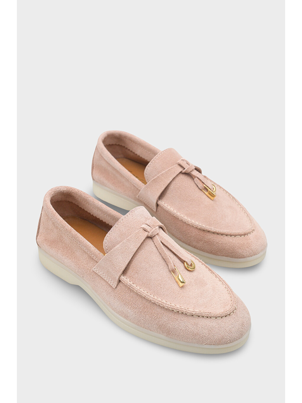 Pembe Vikki Hakiki Deri Kadın Loafer-1
