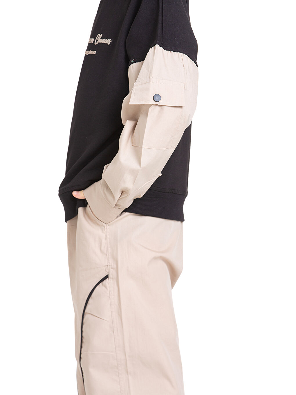 Siyah Erkek Çocuk 2 İplik Kol Cepli Alt-Üst Takım P1076-3