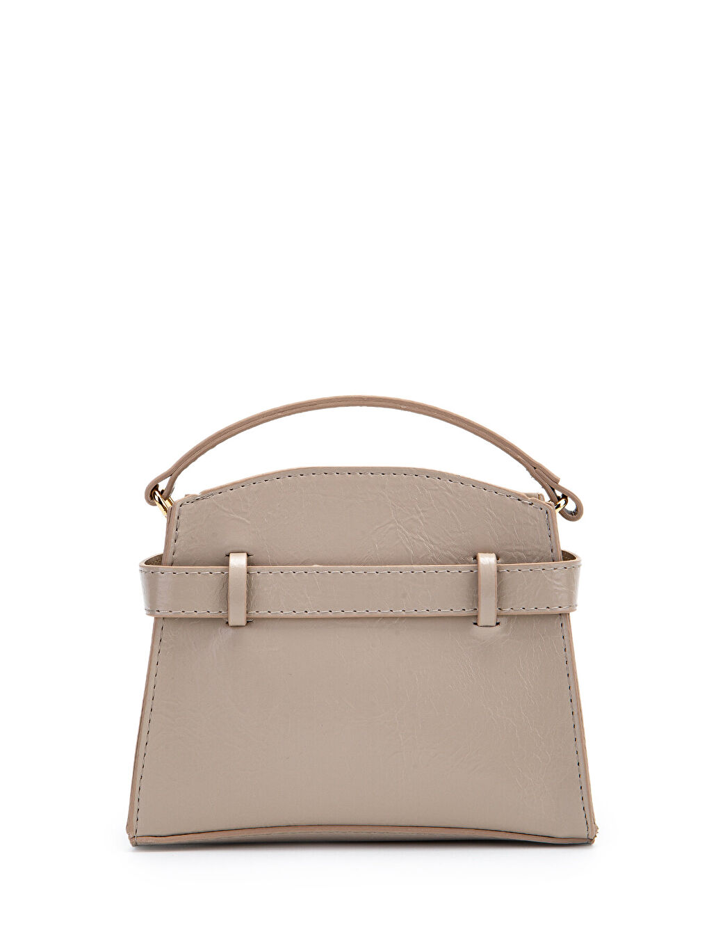 Kilit Aksesuar Kemer Detaylı Jessie Kadın Çapraz Çanta Bej-3