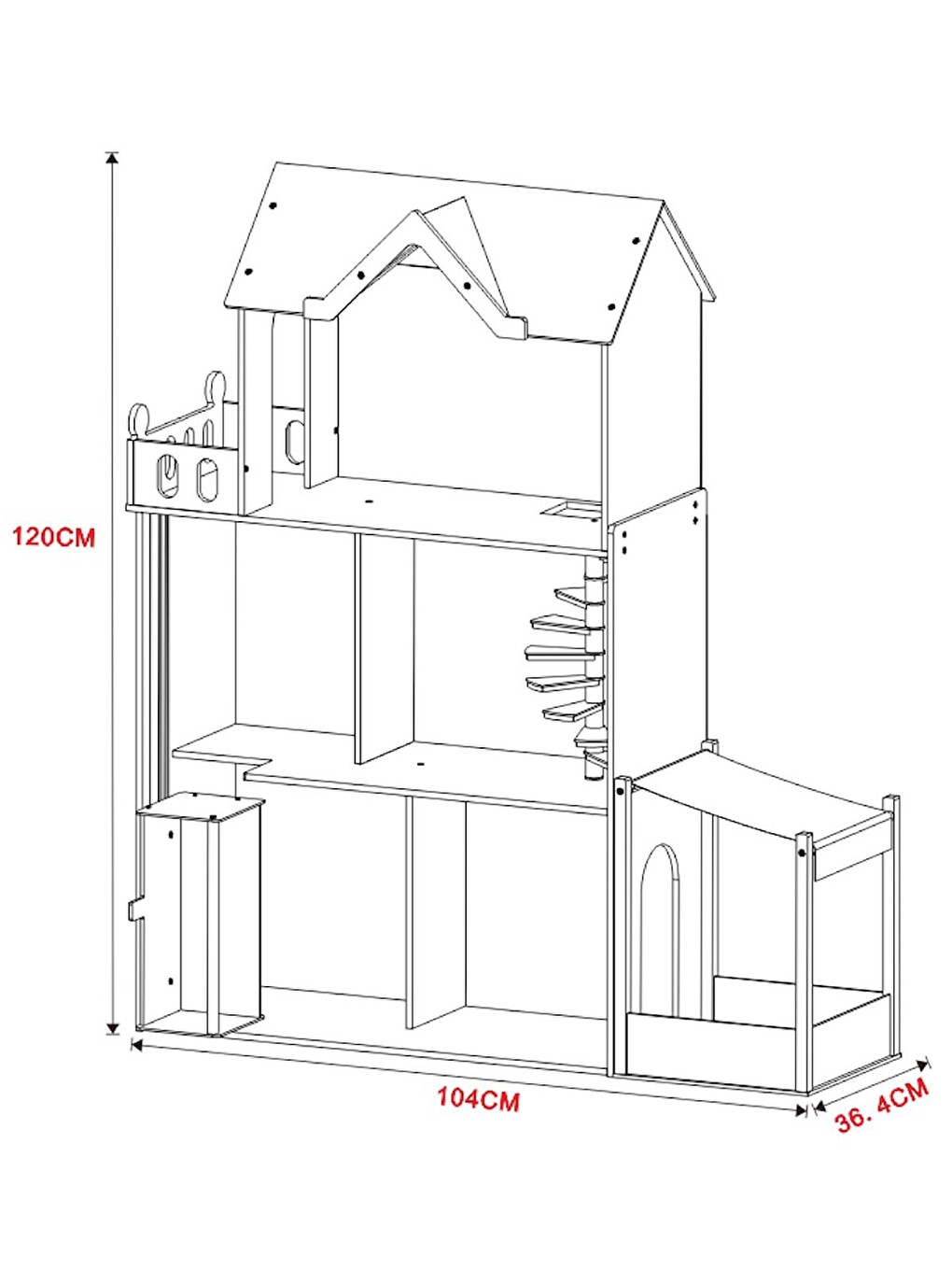 3 Katlı 15 Parça Aksesuarlı Ev Set 120x104X36.4Cm - Standart-2