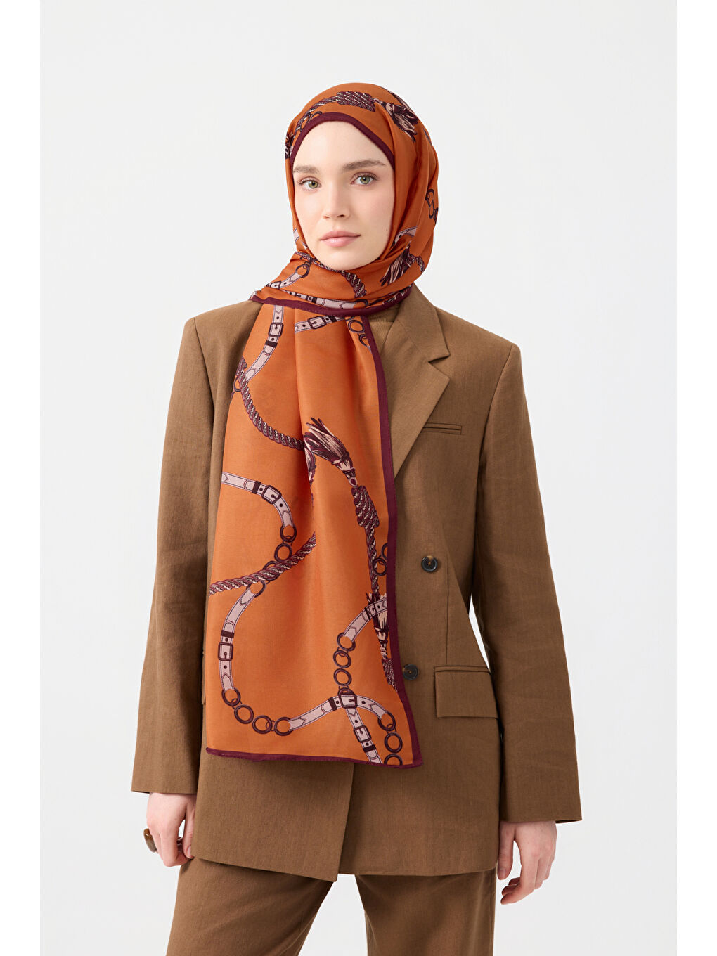 Turuncu Pamuk Twill Şal Linkage Orange-1