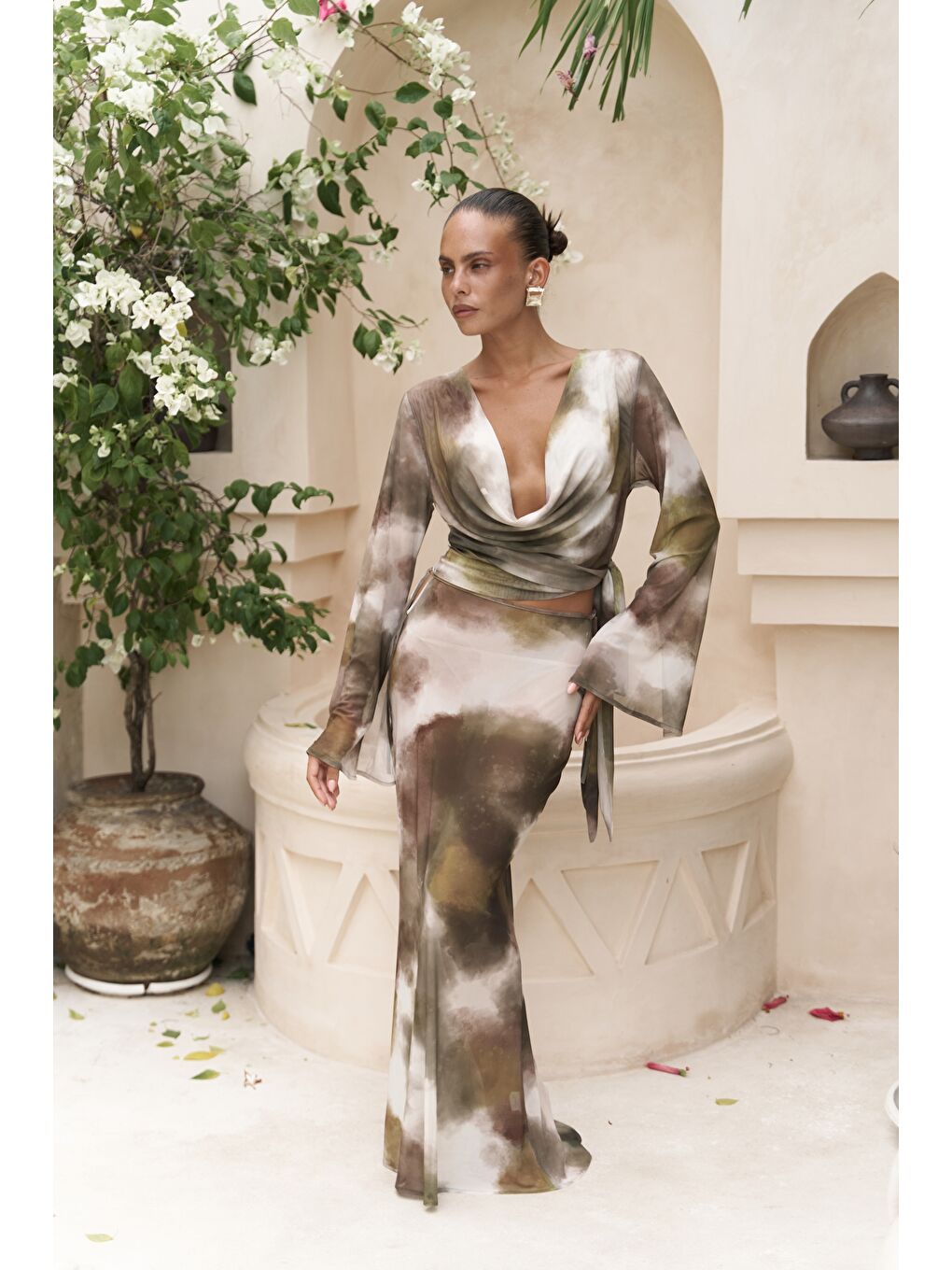 Pnaisyonist Uzun Kol Yeşil Crop Etek Takım