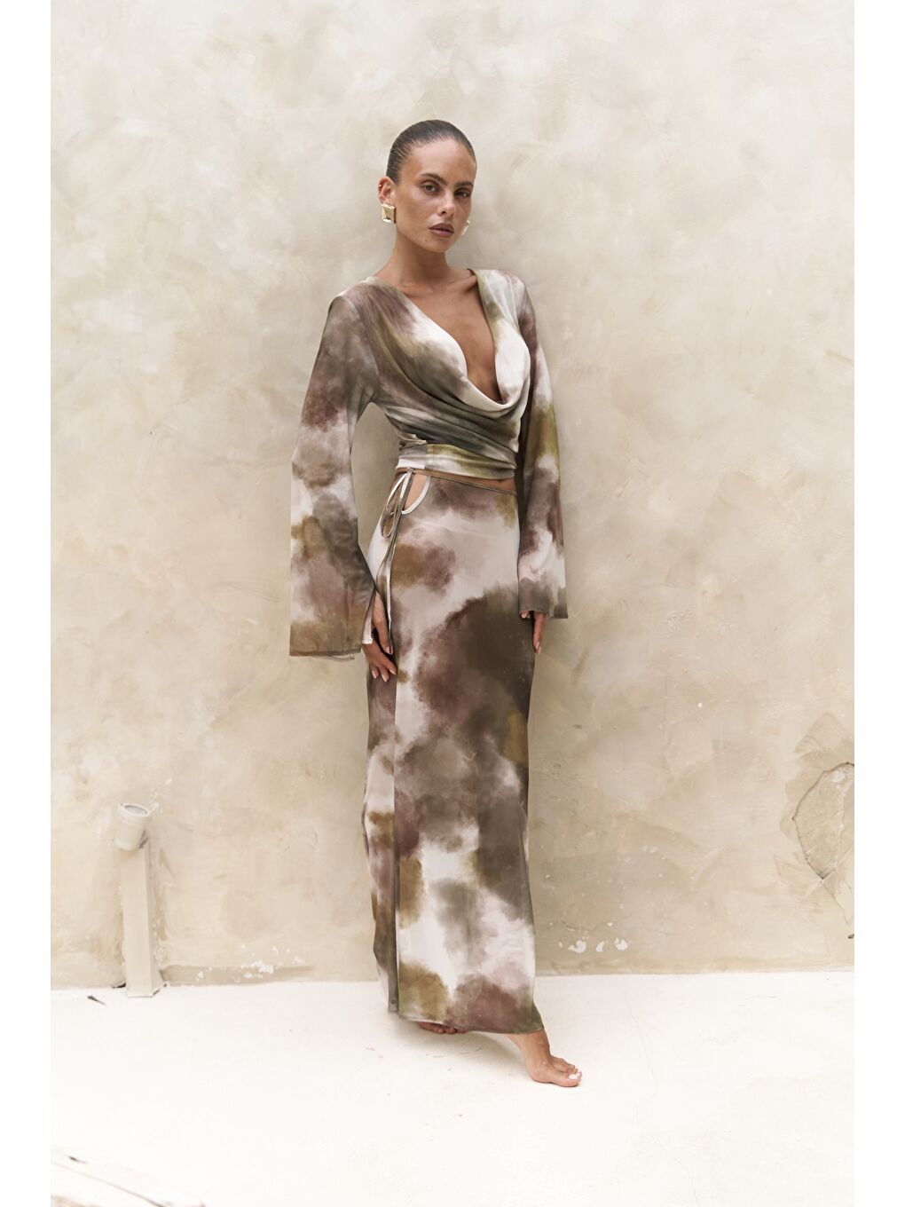 Pnaisyonist Uzun Kol Yeşil Crop Etek Takım-2