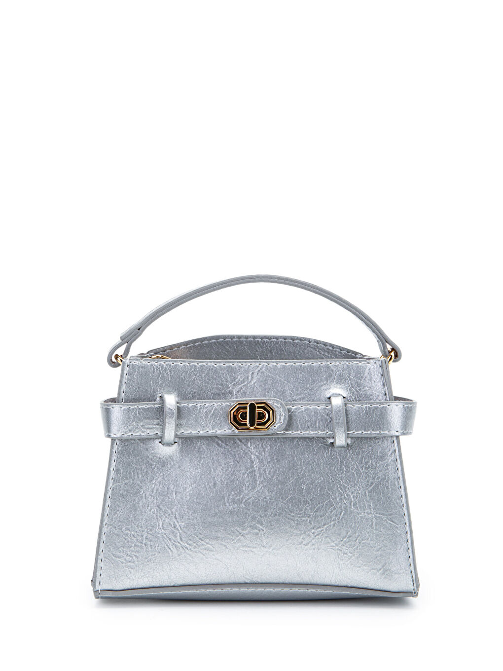 Gri Kilit Aksesuar Kemer Detaylı Jessie Kadın Çapraz Çanta Gümüş