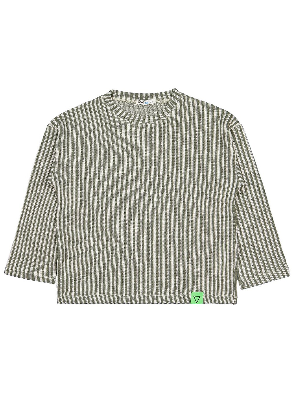 Boys Dikey Çizgili 6-9 Yaş Sweatshirt - Yeşil