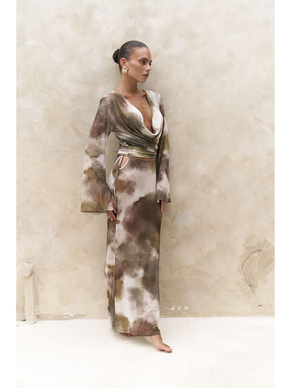 Pnaisyonist Uzun Kol Yeşil Crop Etek Takım-3