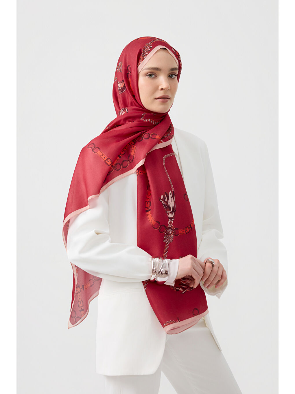 Pamuk Twill Şal Linkage Kırmızı-1