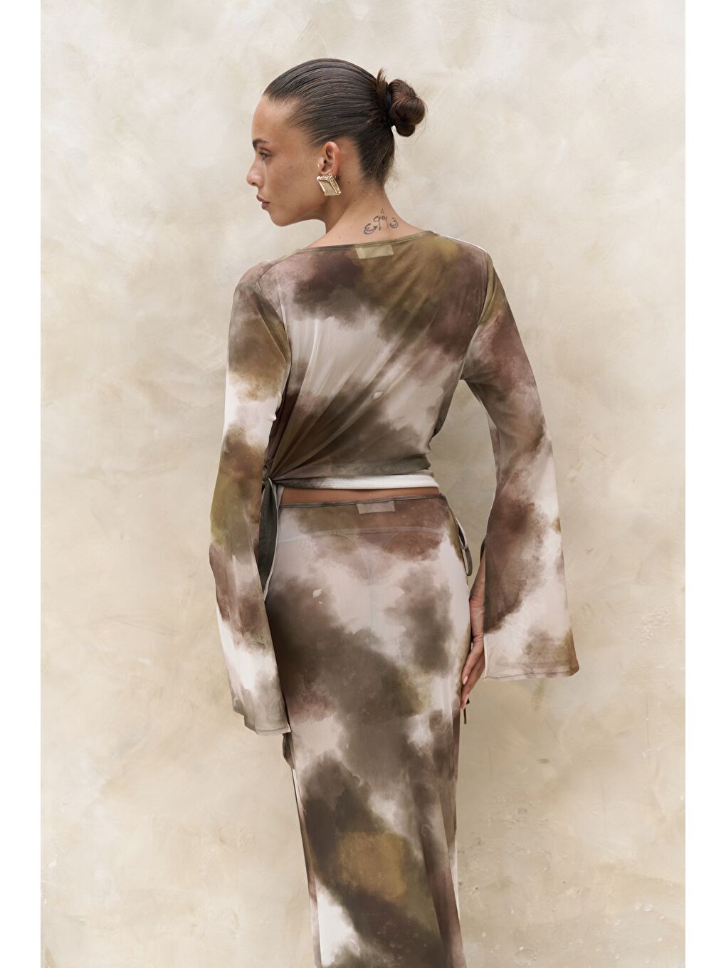 Pnaisyonist Uzun Kol Yeşil Crop Etek Takım-4