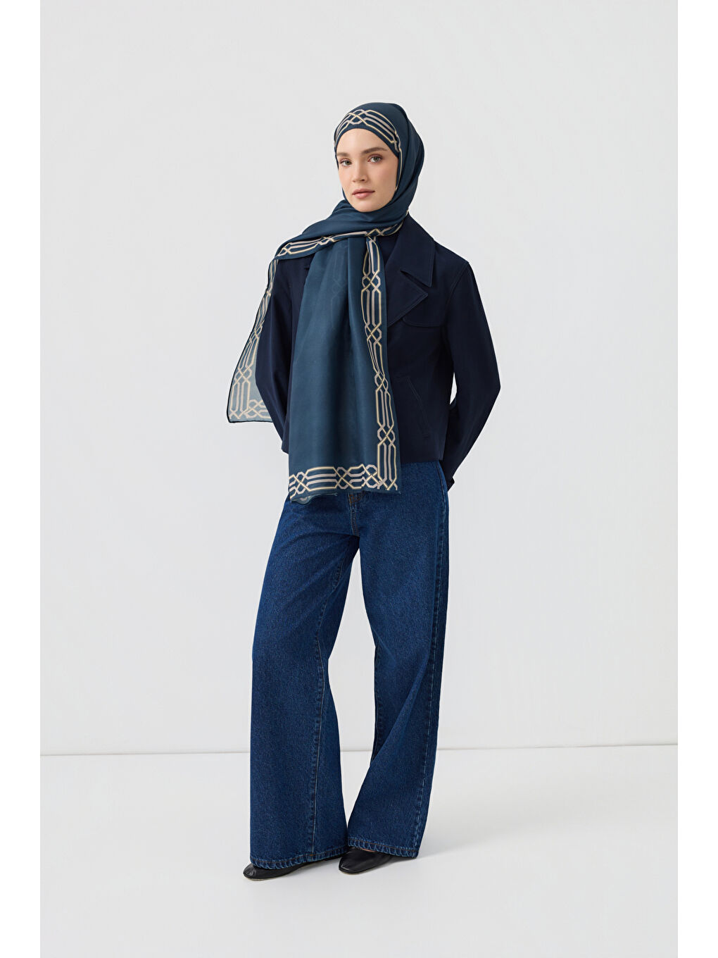 Pamuk Twill Şal İnterlock İndigo-2