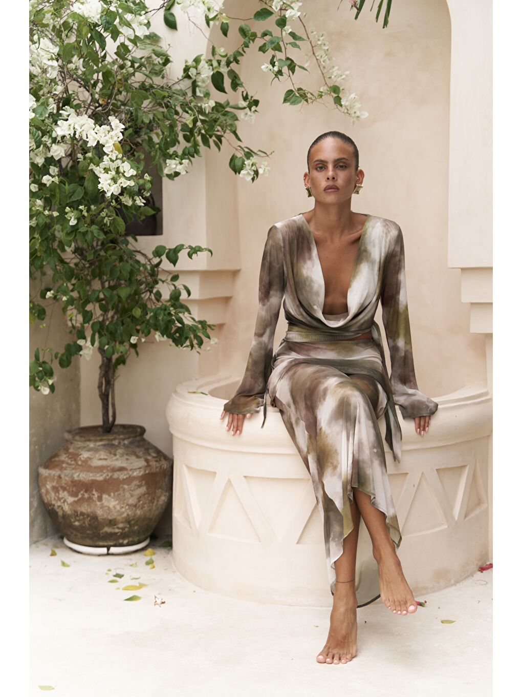 Pnaisyonist Uzun Kol Yeşil Crop Etek Takım-5