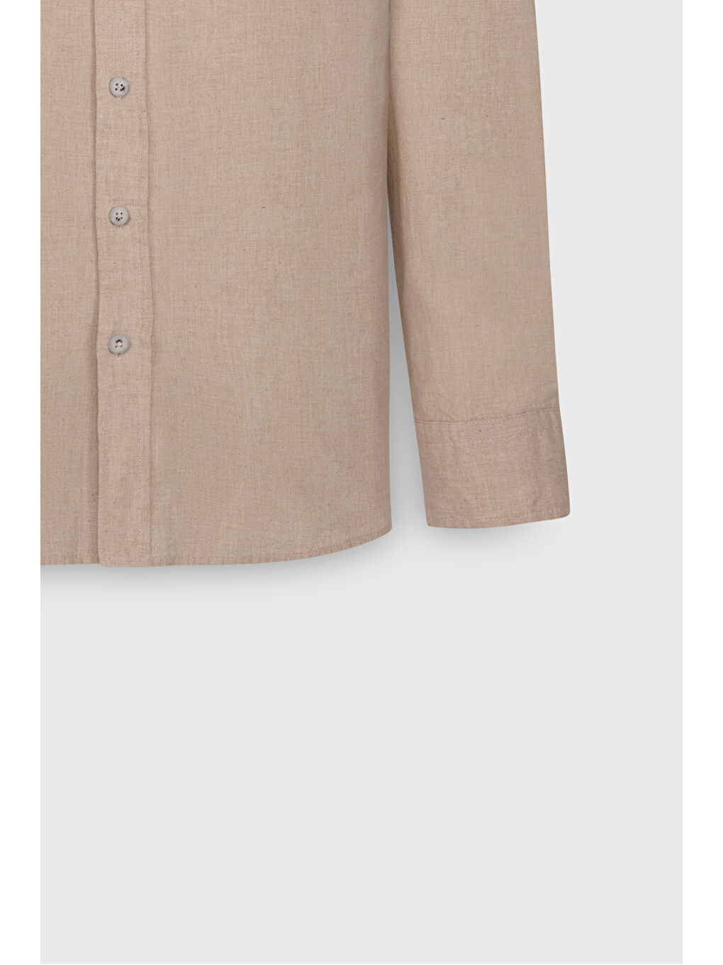 Erkek Bej Dar Kesim Düğmeli Yaka Oxford %100 Pamuk Gömlek-7