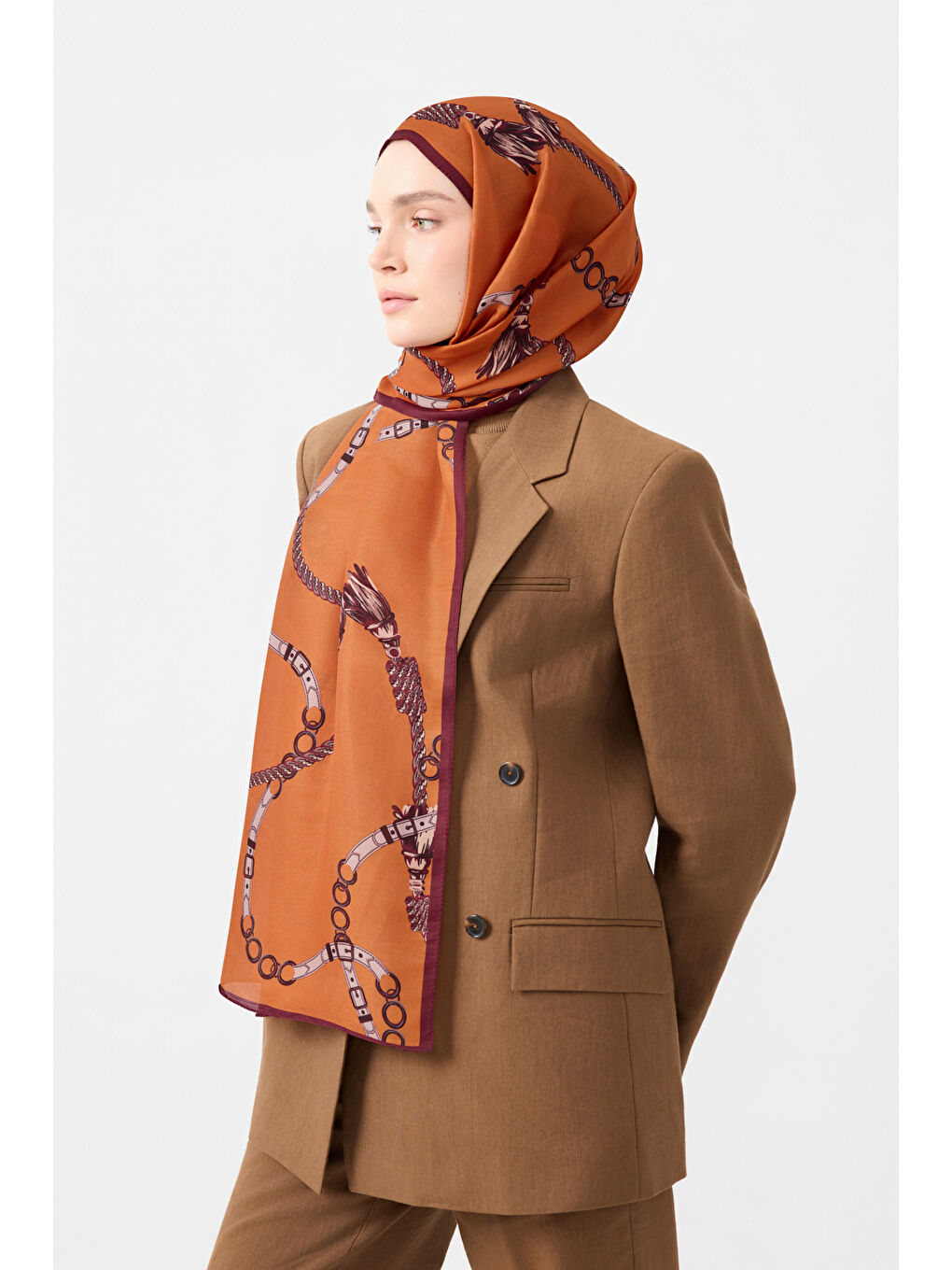 Turuncu Pamuk Twill Şal Linkage Orange-2