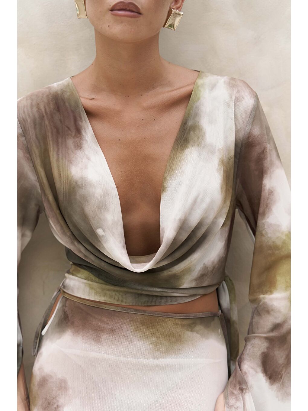 Pnaisyonist Uzun Kol Yeşil Crop Etek Takım-6