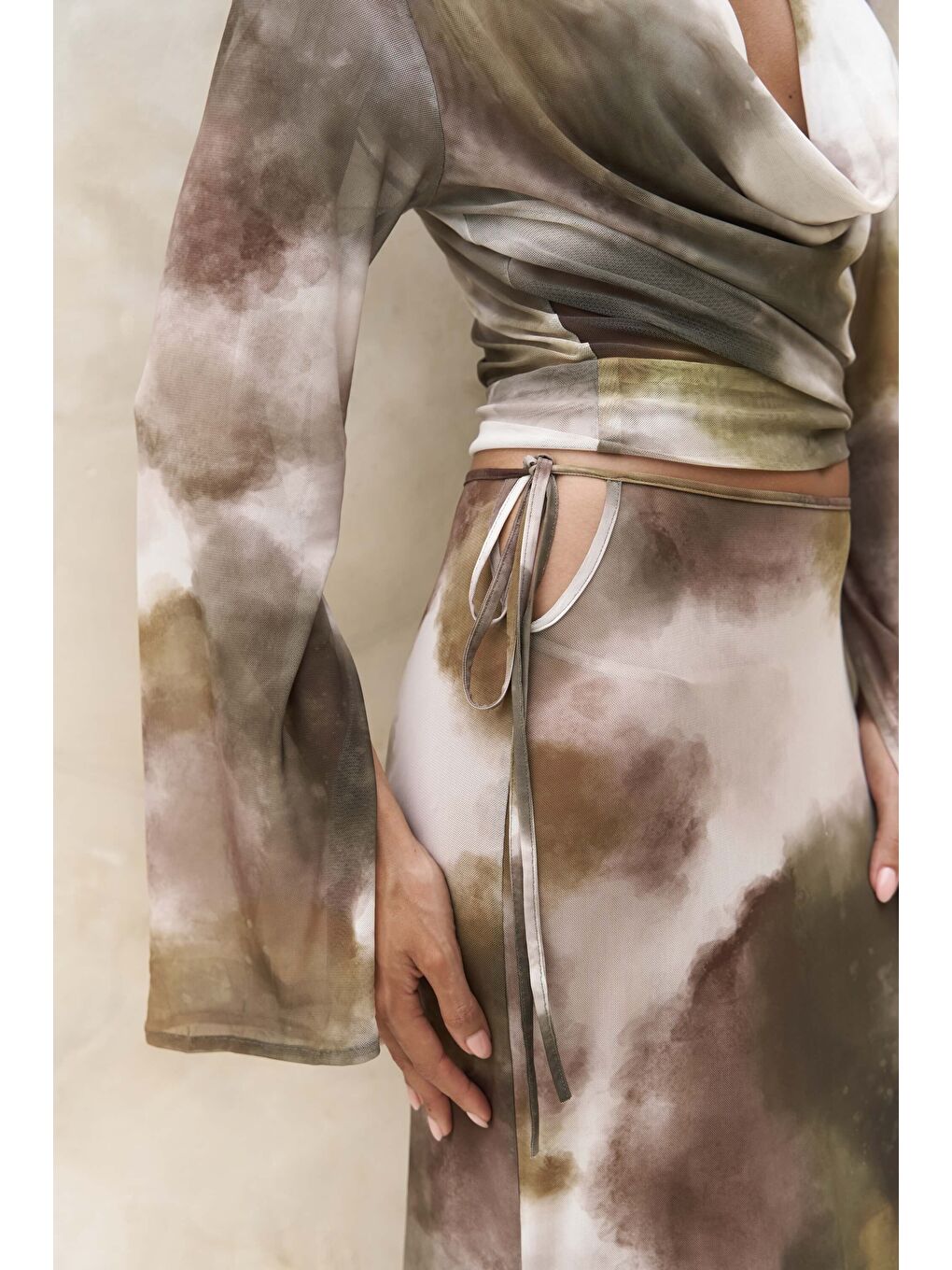 Pnaisyonist Uzun Kol Yeşil Crop Etek Takım-7