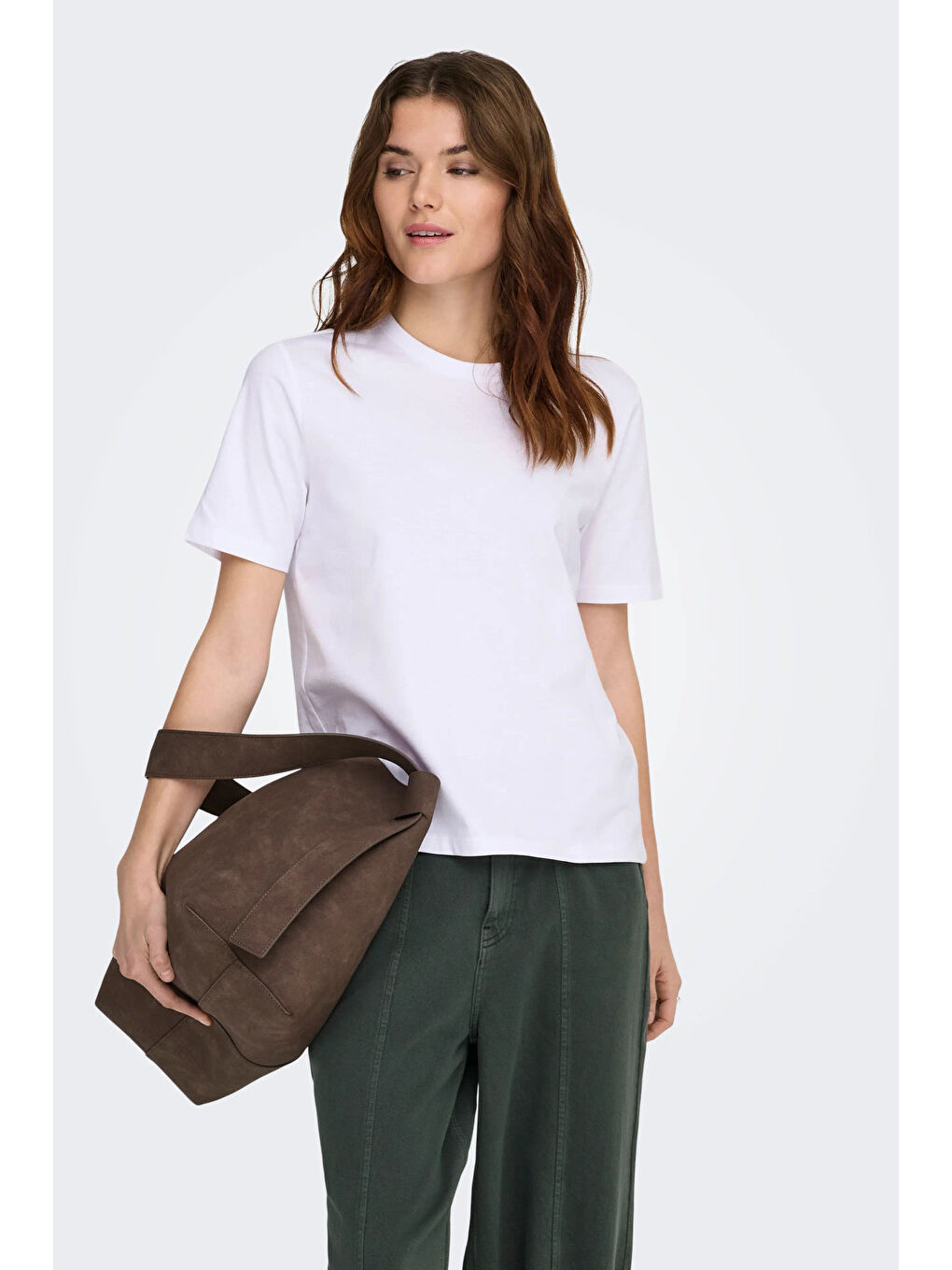 Beyaz Onlfreja Pamuklu Regular Fit Yuvarlak Yaka Kadın T Shirt 15367970-2