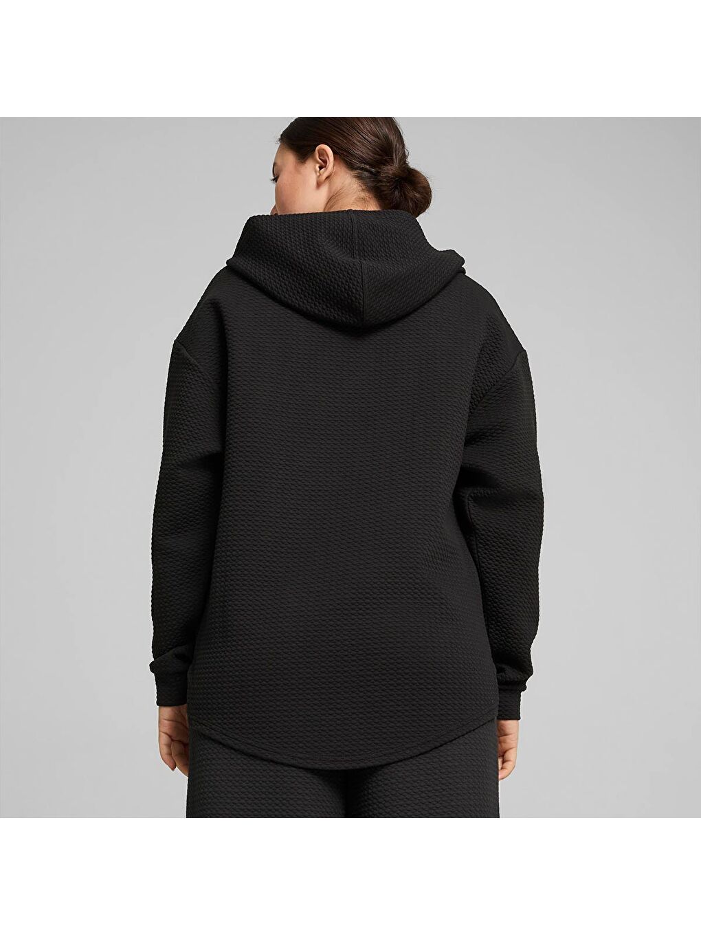 Q4 Studio Textured Kadın Siyah Kapüşonlu Sweatshirt-2