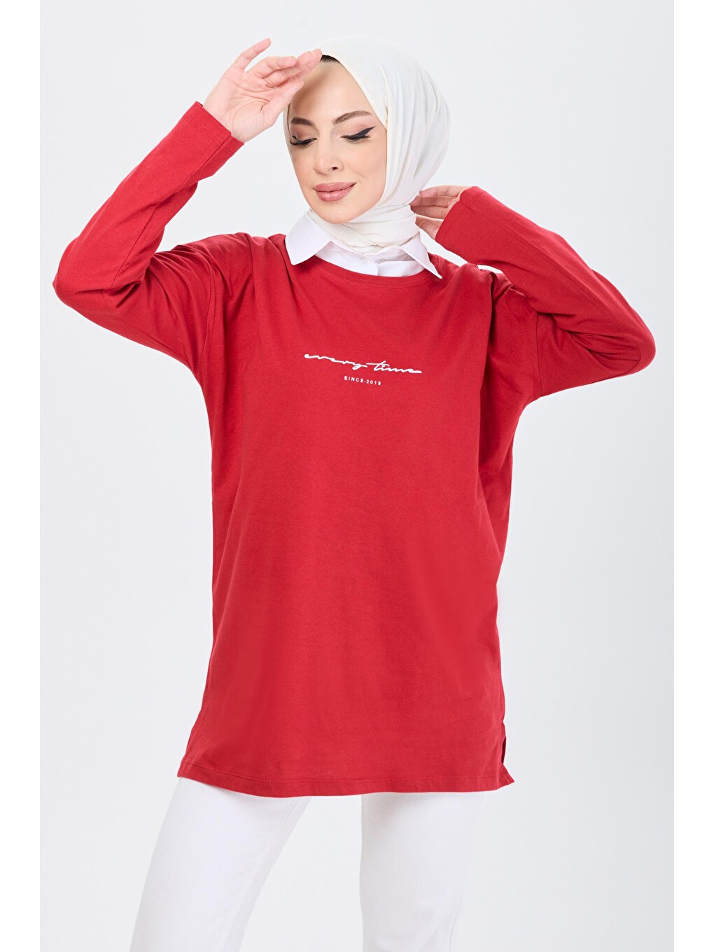 Tofisa Bisiklet Yaka Kadın Kırmızı Tişört - 24190 - S000156030
