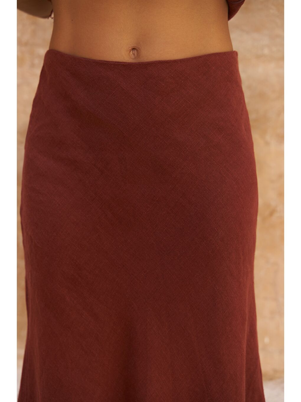 Kahverengi Malmvira Kiremit Keten Crop Etek Takım-7