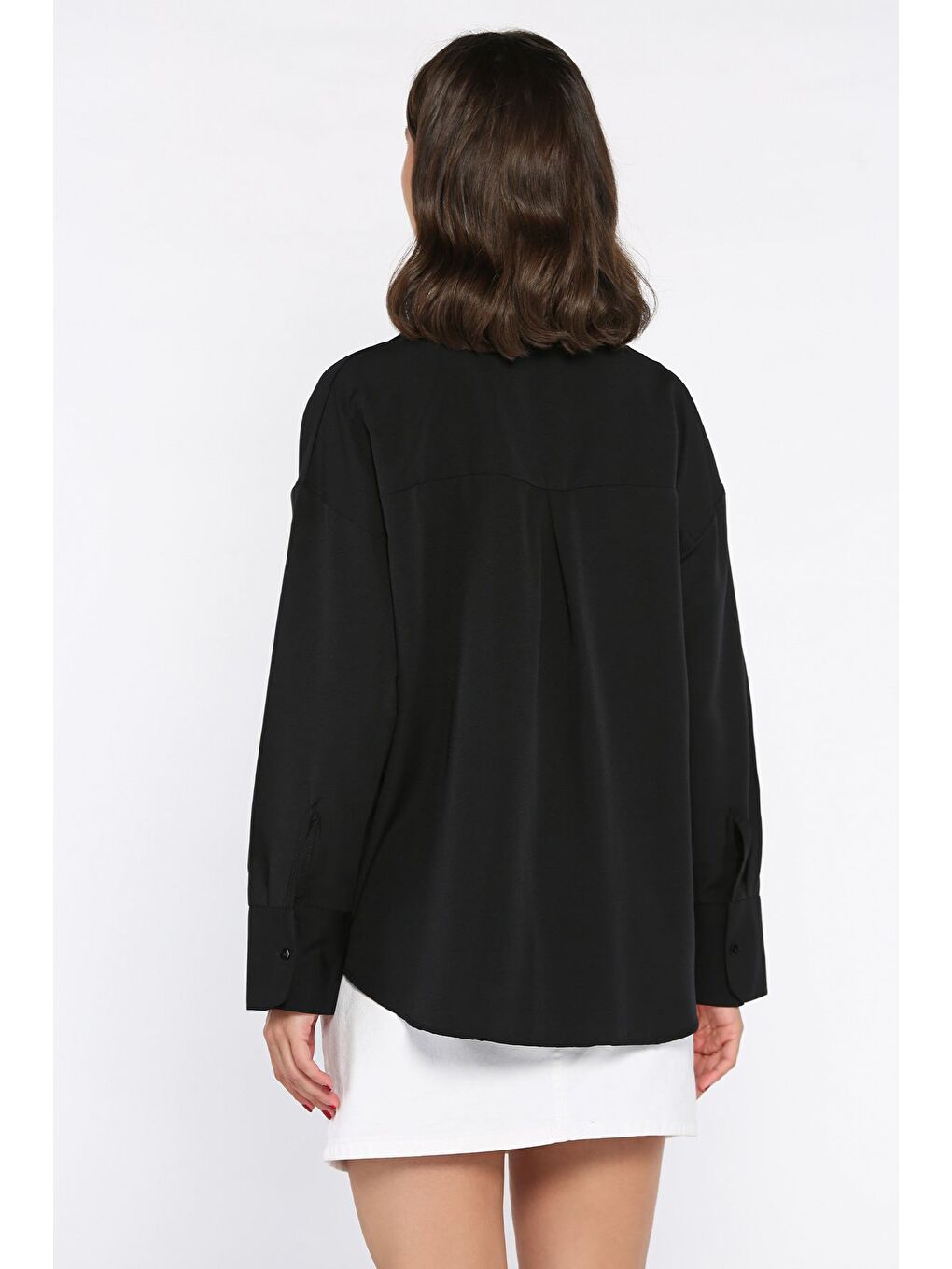 Siyah Cepli Kadın Salaş Gömlek-2