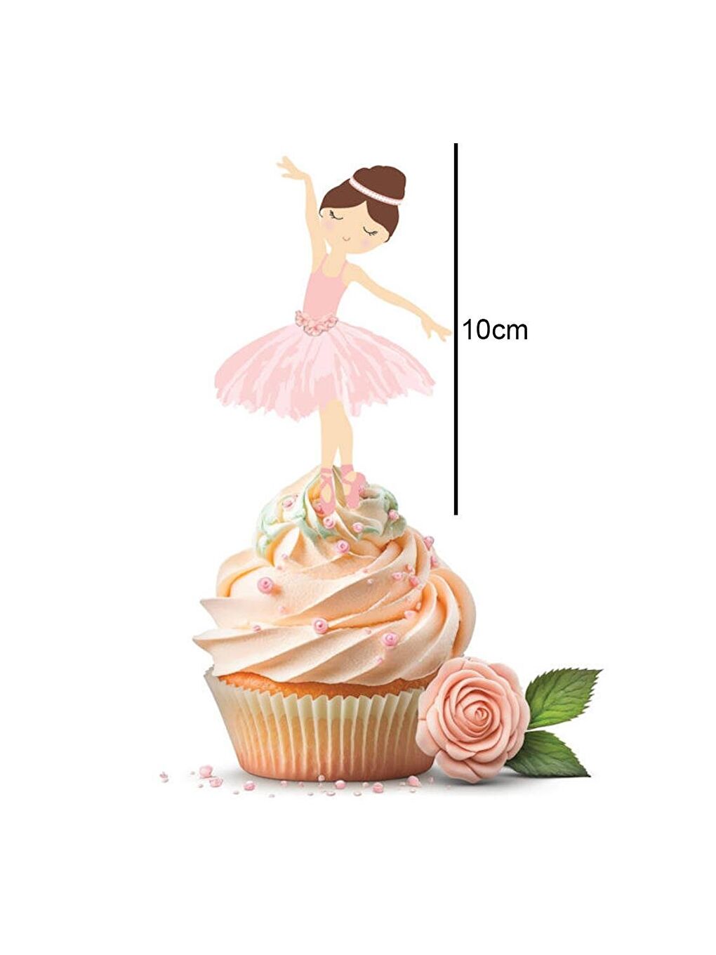 Karışık Çok Renkli Balerin Figürlü 10'lu Kürdan Pasta Süsü-2